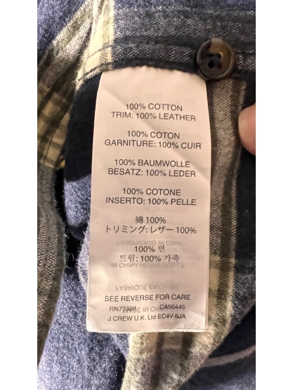 J Crew Flannel Shirt Mens Plaid Leather Elbow Patch Preppy Cabincore Vintage XL - Picture 8 of 9